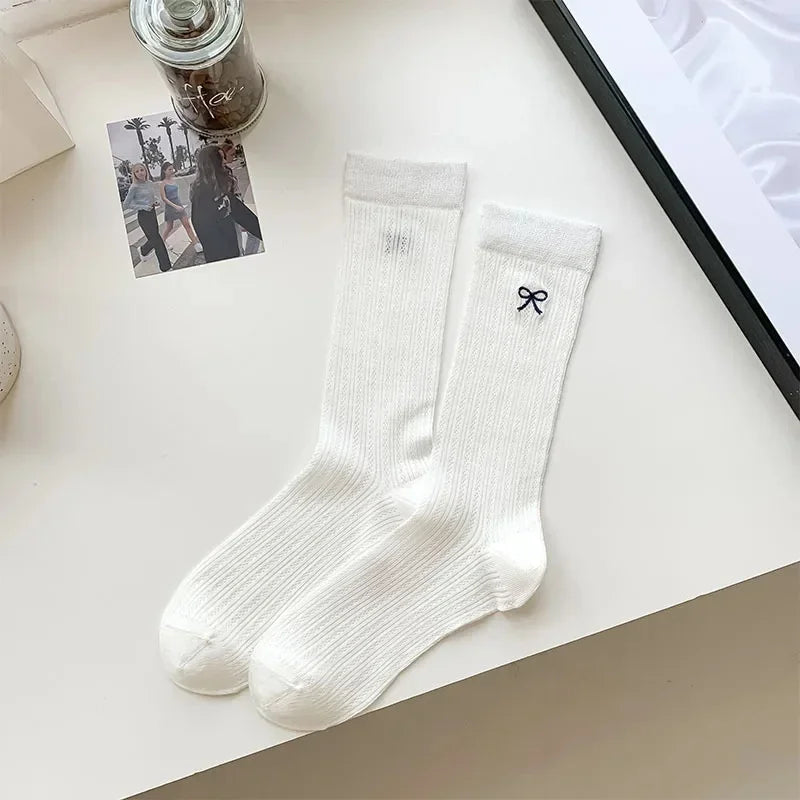 Girls Lace Bow Ruffle Socks – Breathable Knit Mid-Calf Lace Ruffle Socks Babs