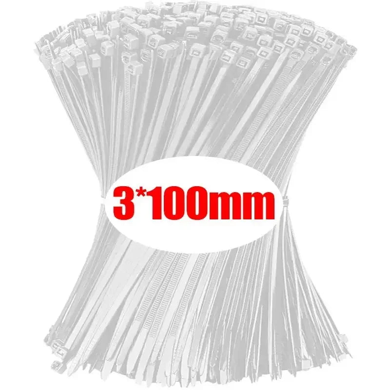 Nylon Cable Ties Self-Locking Zip Ties 100–1000 Pcs Nylon Cable Ties Babs White(3x100mm) 200pcs