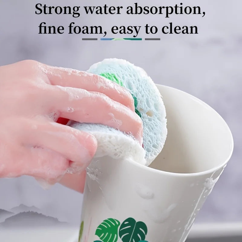10pcs Round Dishwashing Sponges – Double-Sided Kitchen Scrubbers Kitchen Cleaning Sponge Babs