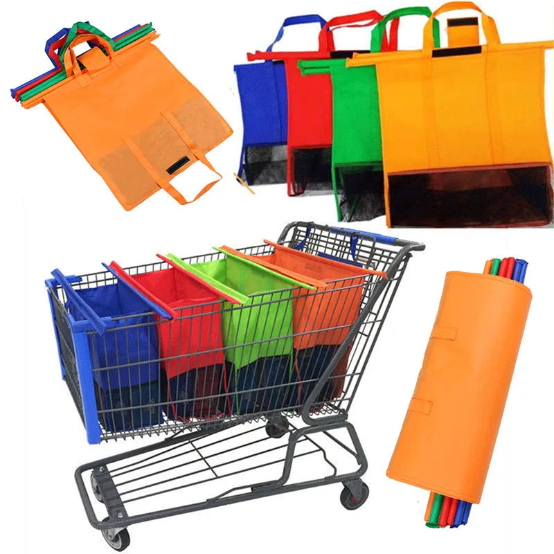 4-Pack Foldable Reusable Grocery Bags – Eco Non-Woven Totes Reusable Shopping Bags Babs