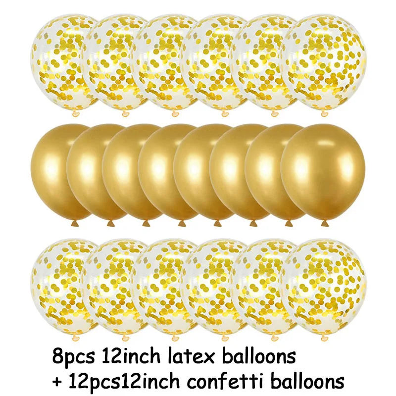 20Pcs Rose Gold Confetti Metallic Balloons Party Decoration Set Party Balloon Set Babs 20pcs gold setB 12inch