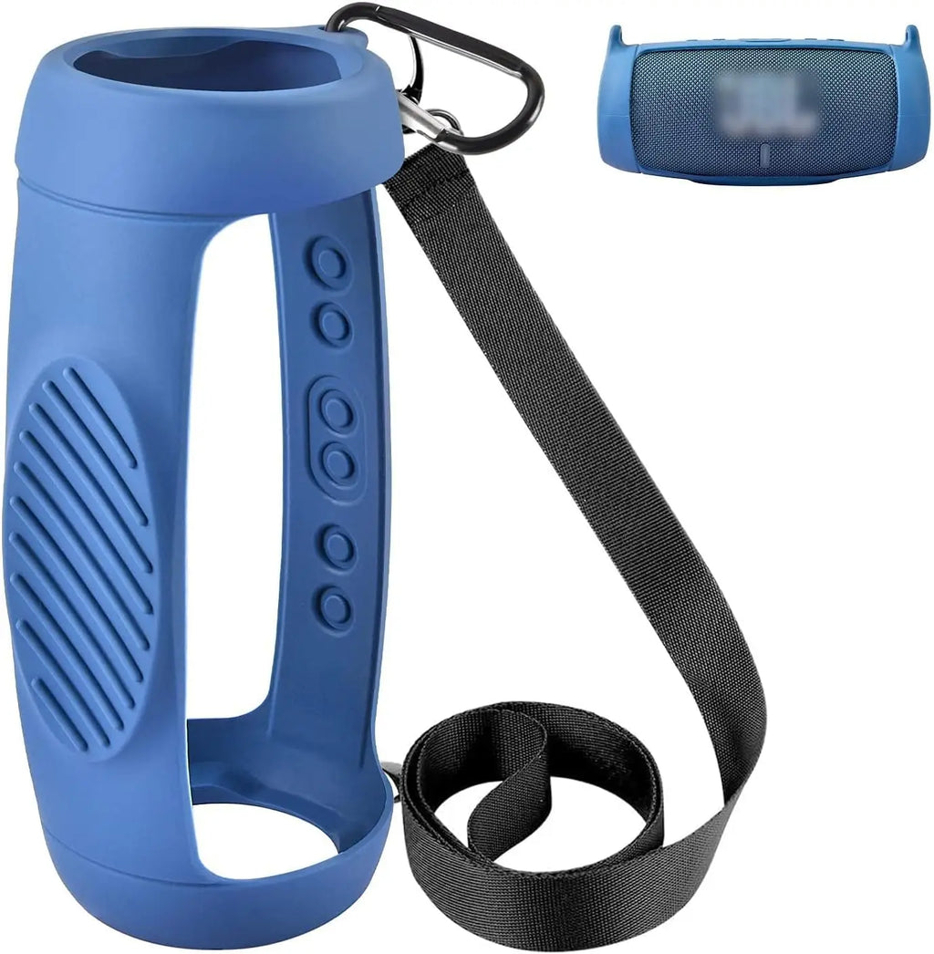 Silicone Case Cover for JBL Charge 5 Speaker with Carabiner Speaker Protective Case Babs Blue