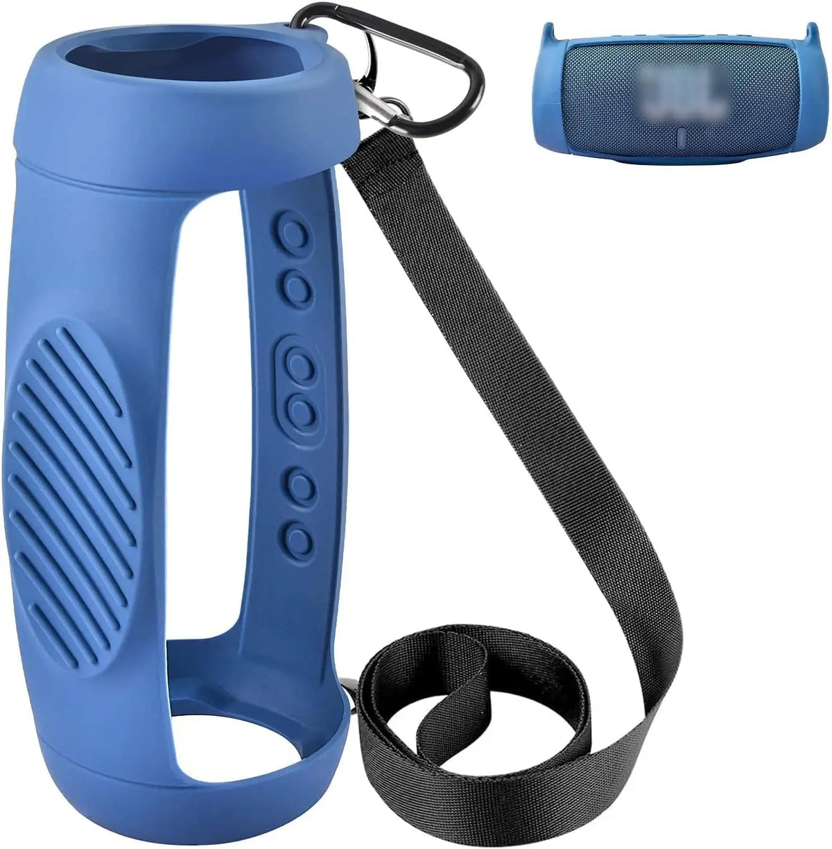 Silicone Case Cover for JBL Charge 5 Speaker with Carabiner Speaker Protective Case Babs Blue