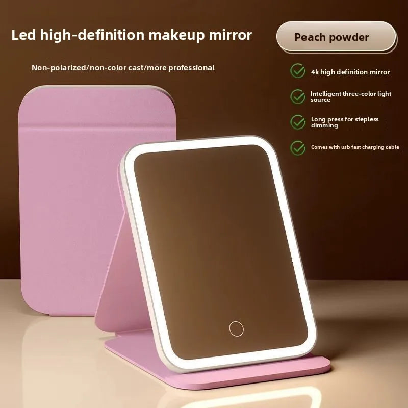 LED Foldable Lighted Desktop Vanity Mirror – HD Portable Lighted Vanity Mirror Babs Pink