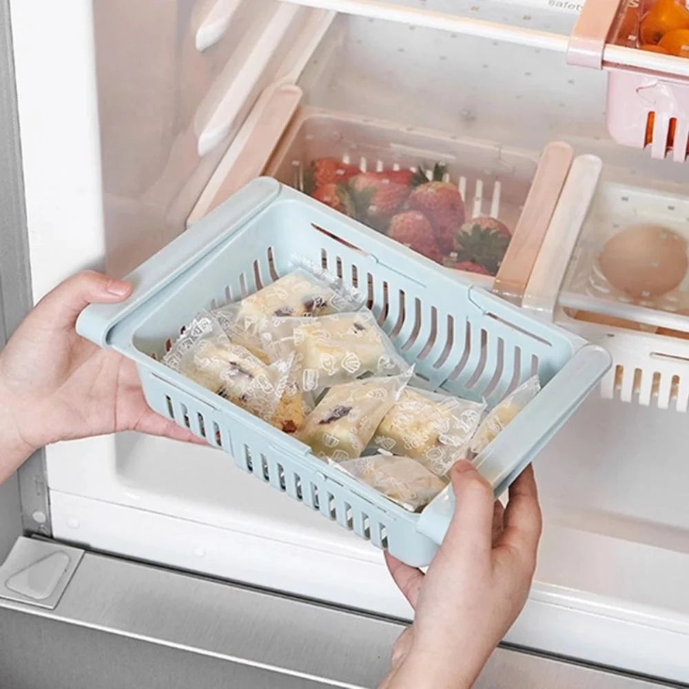 Stretchable Refrigerator Drawer Organizer – Pull-Out Shelf Rack Fridge Drawer Organizer Babs