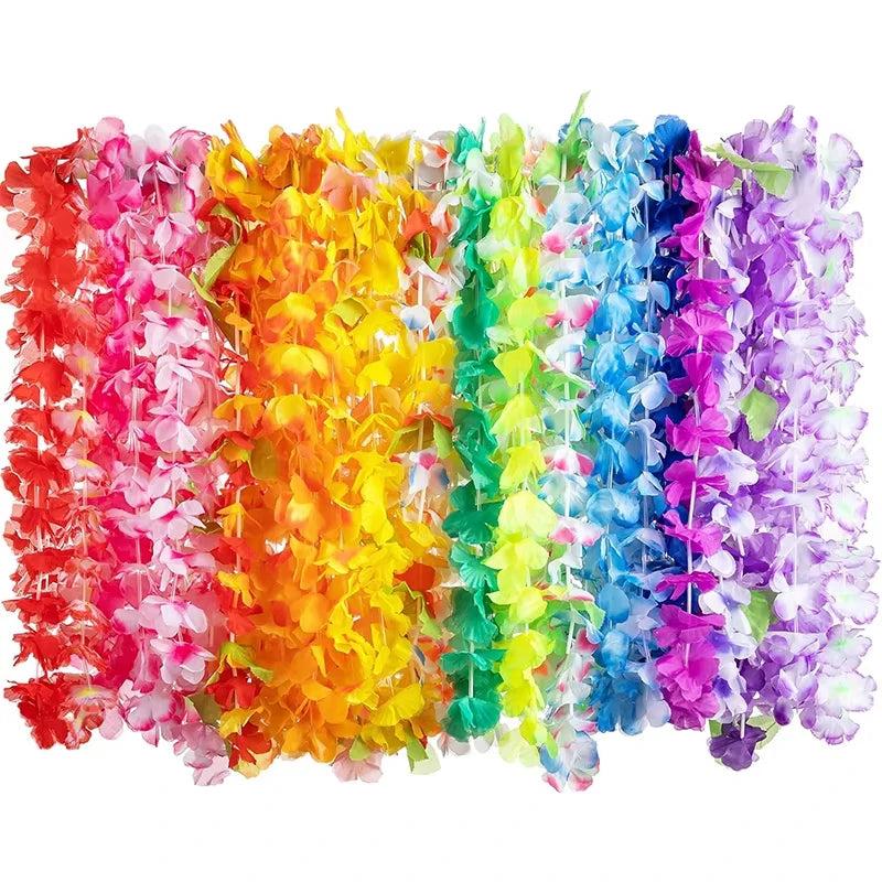 Hawaiian Flower Lei Necklace – Luau Party Decoration & Favor Flower Lei Necklace Babs Random 1pc