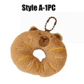 Cartoon Capybara Plush Keychain – Stuffed Croissant Pendant