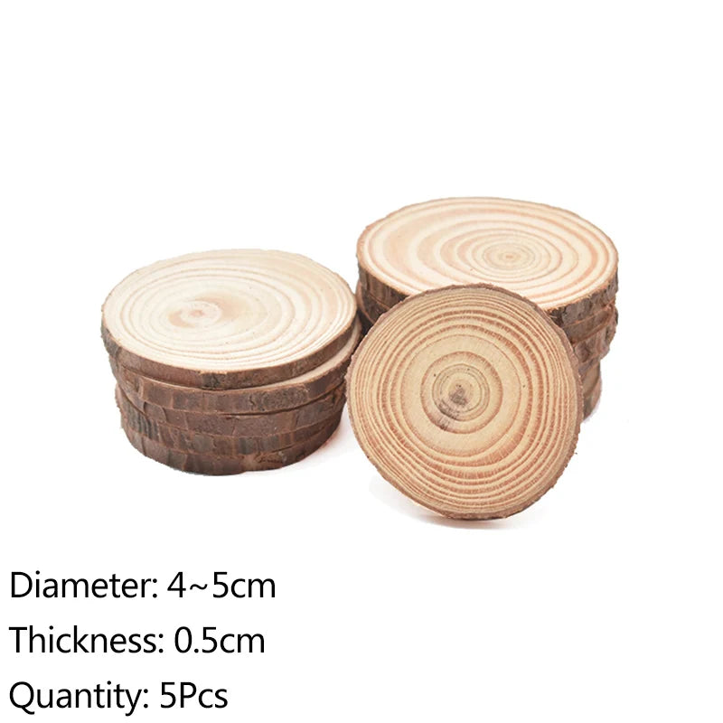 Natural Pine Wood Slices Unfinished Log Discs – DIY Crafts Wood Craft Discs Babs 5pcs 4-5cm
