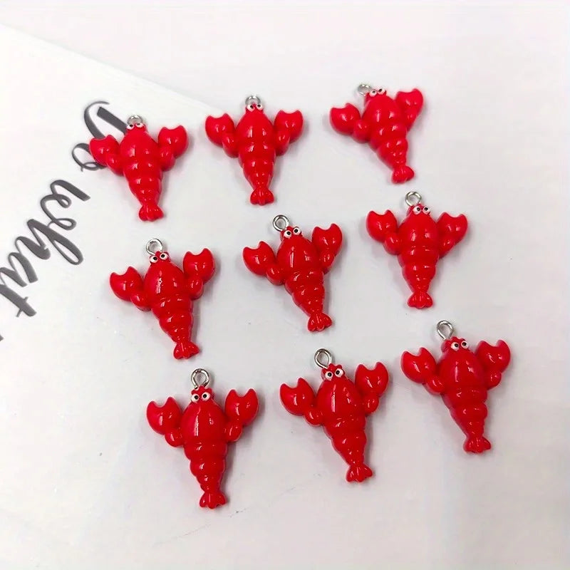 10pcs Kawaii Lobster Resin Charms – DIY Jewelry & Keychain Pendants DIY Jewelry Charms Babs