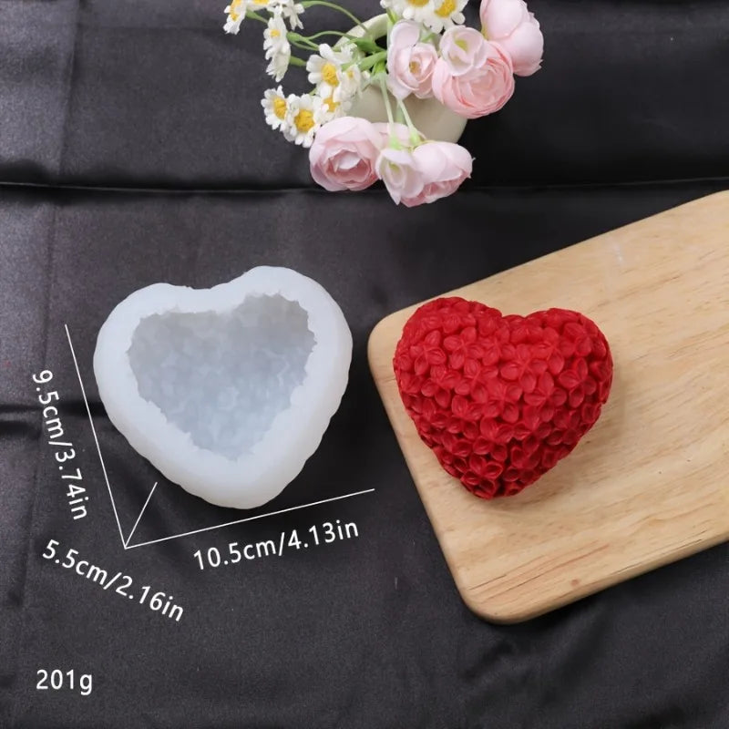 Silicone Heart Rose Candle & Soap Making Mold – 1pc Silicone Craft Mold Babs L