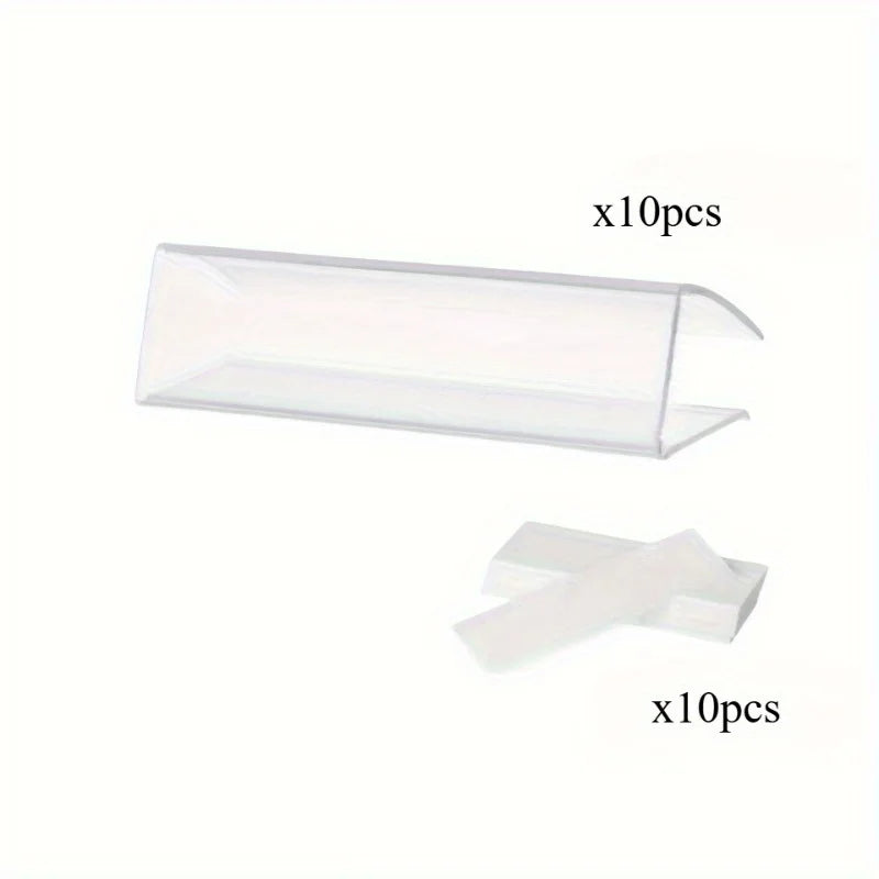PVC Shelf Label Clips – Transparent Tag Holders & White Cards Shelf Label Clips Babs