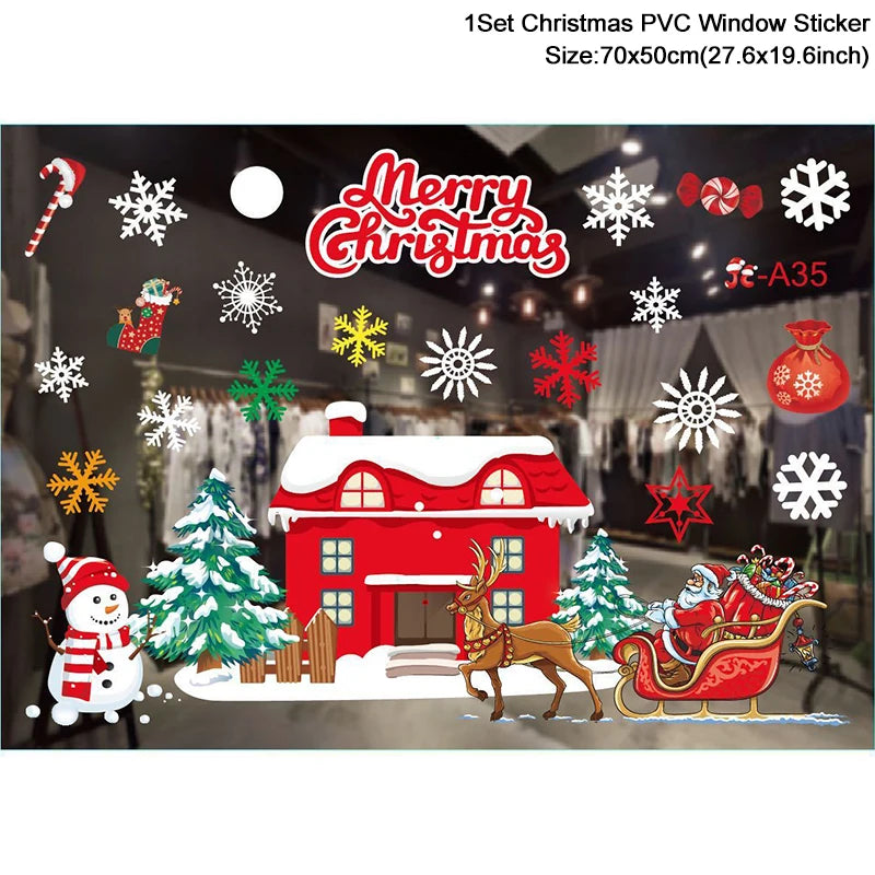 Christmas Window Stickers – Santa & Snowflake DIY Wall Decals Holiday Wall Decals Babs Set29