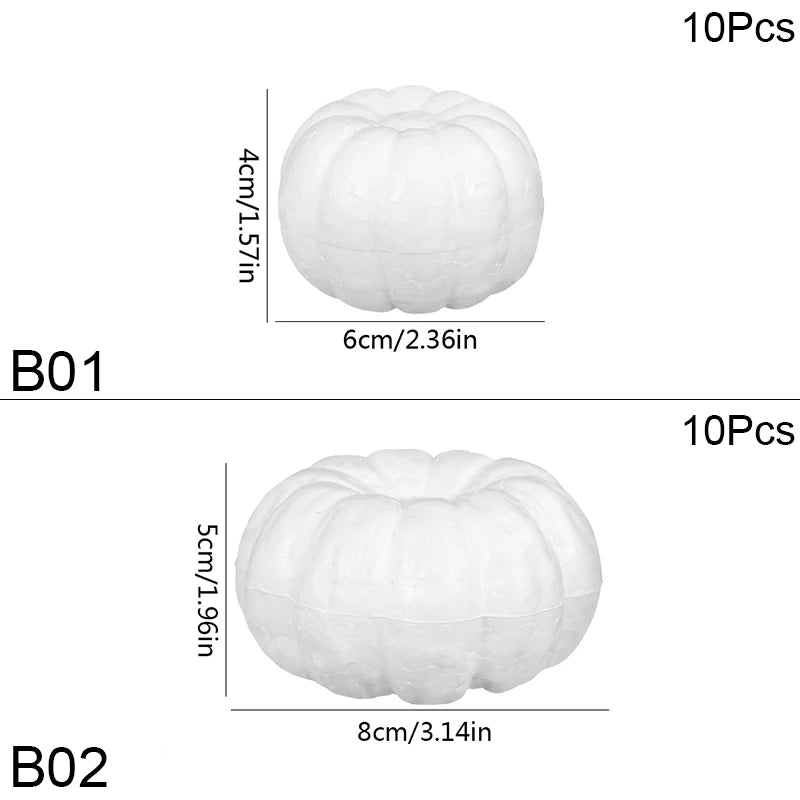 10-Pack White Foam Pumpkins – DIY Halloween Craft Decoration Foam Craft Pumpkins Babs
