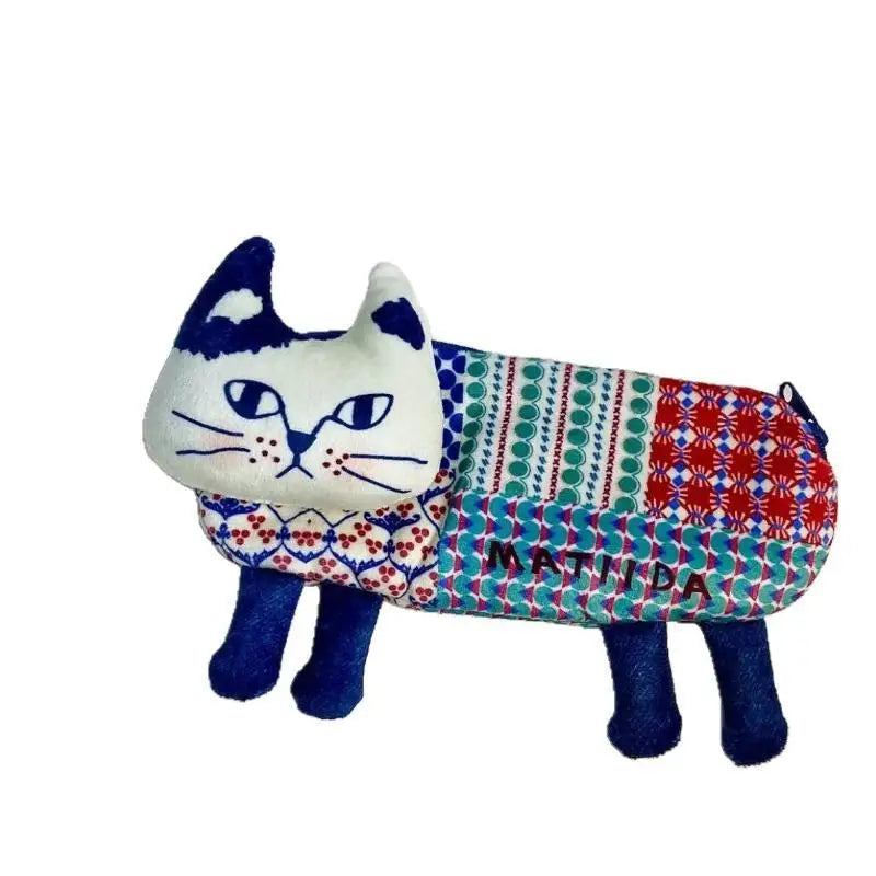 Cute 3D Cat Pencil Pouch – Patchwork Fabric, Large Capacity Pencil Case Pouch Babs