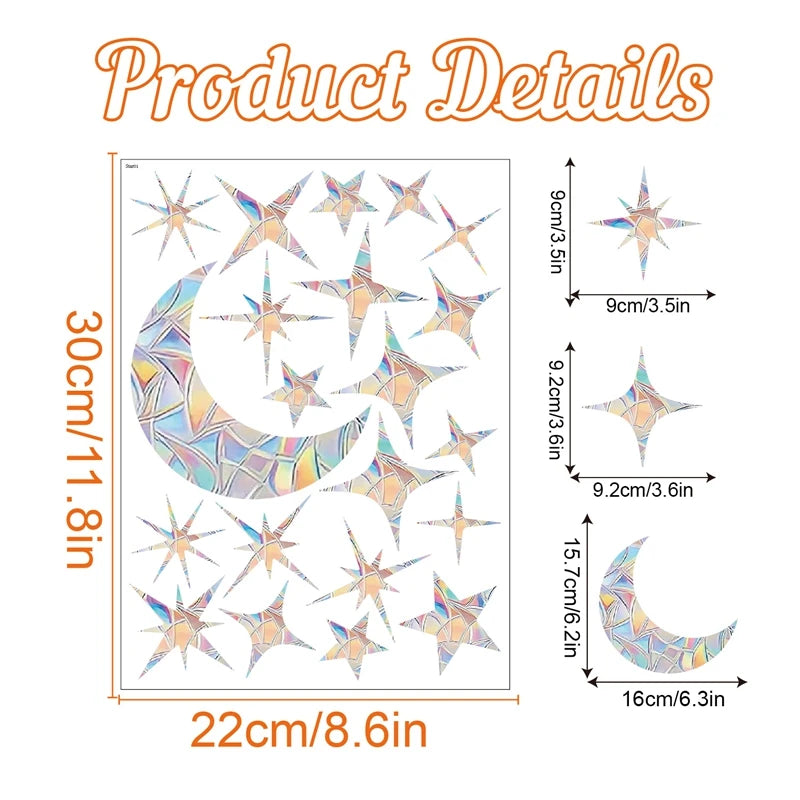 Butterfly Mushroom Sun Catcher Window Sticker | Rainbow Prism Window Sun Catcher Sticker Babs Moon Star