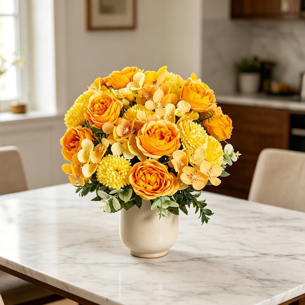 Artificial Silk Peony Chrysanthemum Bouquet | Wedding & Home Décor Artificial Flower Bouquet Babs