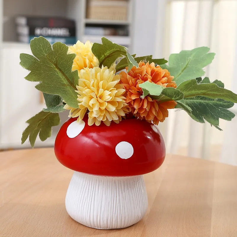 Resin Mushroom Vase – Cute Modern Tabletop Home Decor Gift Decorative Resin Vase Babs
