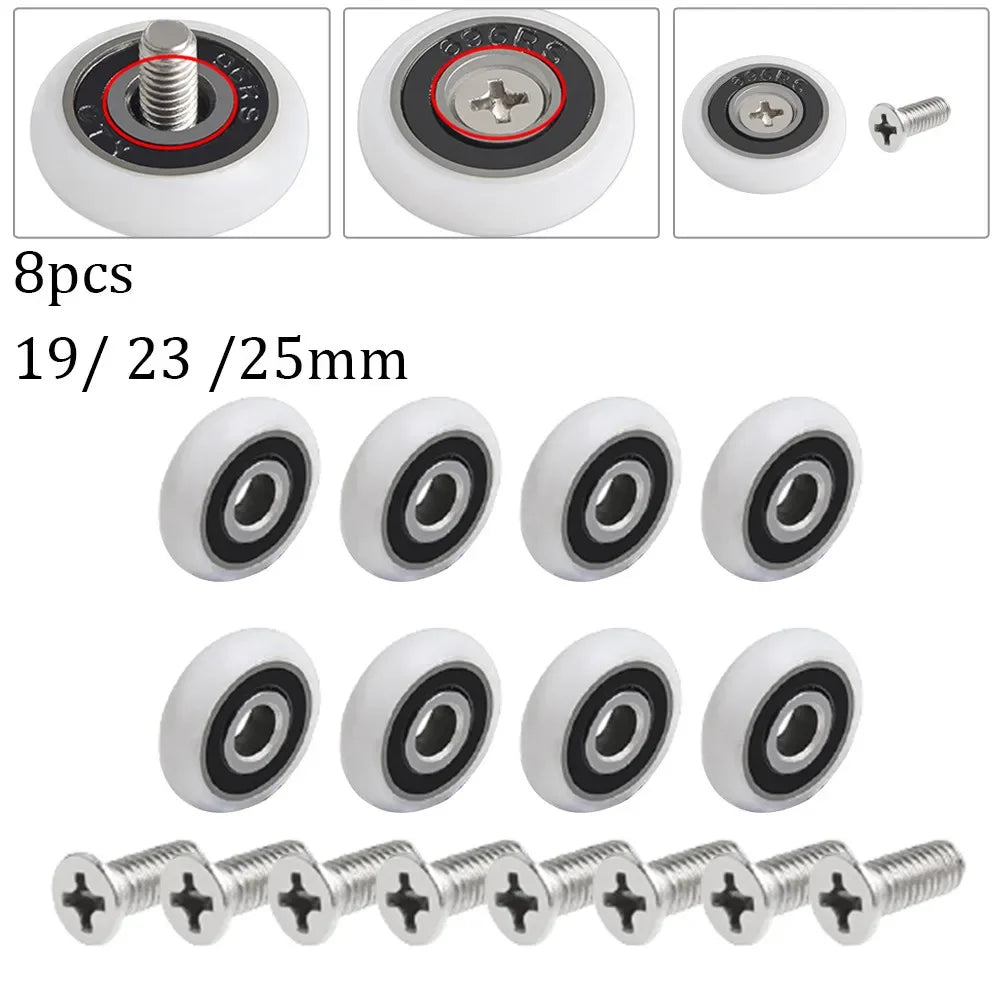 8-Pack Shower Door Roller Replacement Wheels – 19/23/25mm Shower Door Rollers Babs
