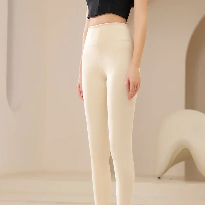 Women's Plush Lined Thermal Velvet Tights – Warm Winter Leggings Thermal Velvet Tights Babs Skin-9 Point 5Pairs