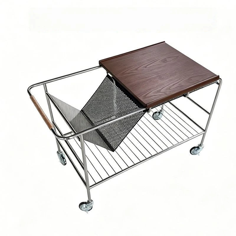 Modern Stainless Steel Mobile Coffee Table – Minimalist Side Table Coffee Side Table Babs Brown