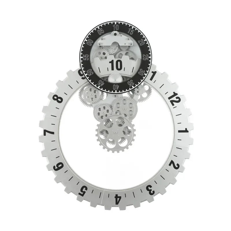3D Gear Wall Clock – 20" Silent Metal Black Nordic Industrial Wall Clock Babs