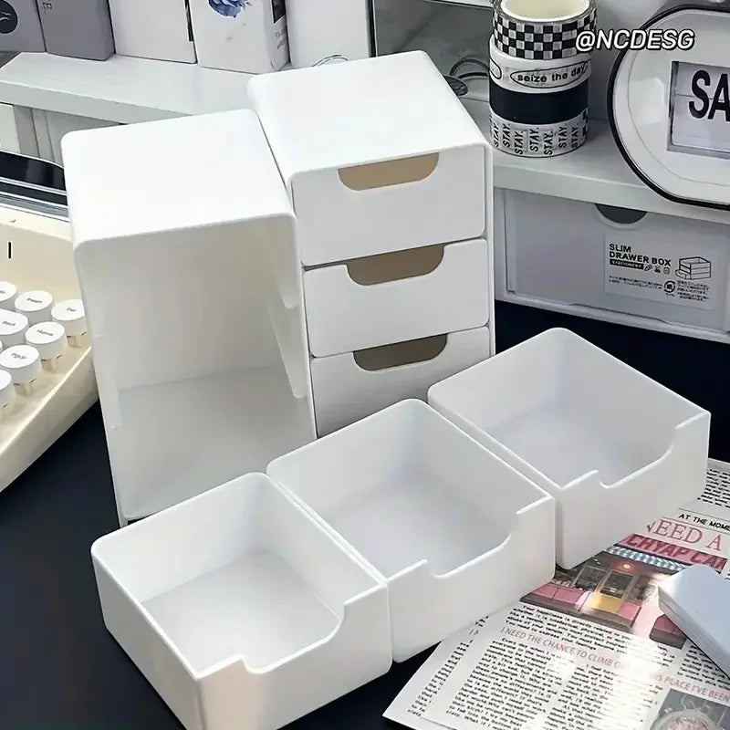 3-Layer Cosmetics & Jewelry Storage Box with Drawers Drawer Storage Box Babs