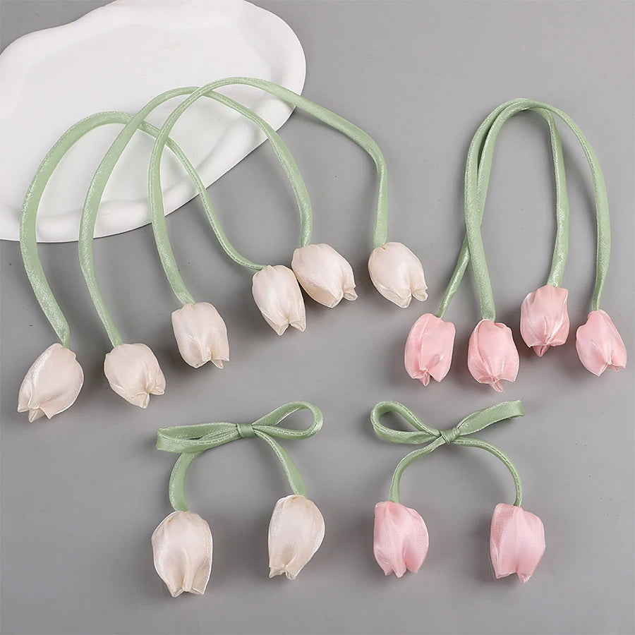 3D Tulip Bow Flower Patches – Handmade DIY Fabric Craft Decor Fabric Flower Patches Babs