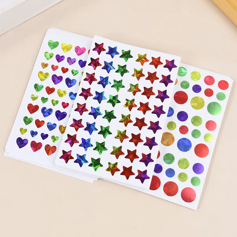 Glitter Star Dot Heart Stickers – Kids Party Favors & Reward Labels Glitter Craft Stickers Babs