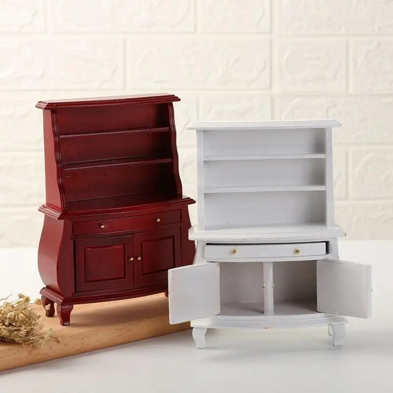 Mini Wooden Dollhouse Bookcase – Openable Desktop Decor Miniature Dollhouse Furniture Babs