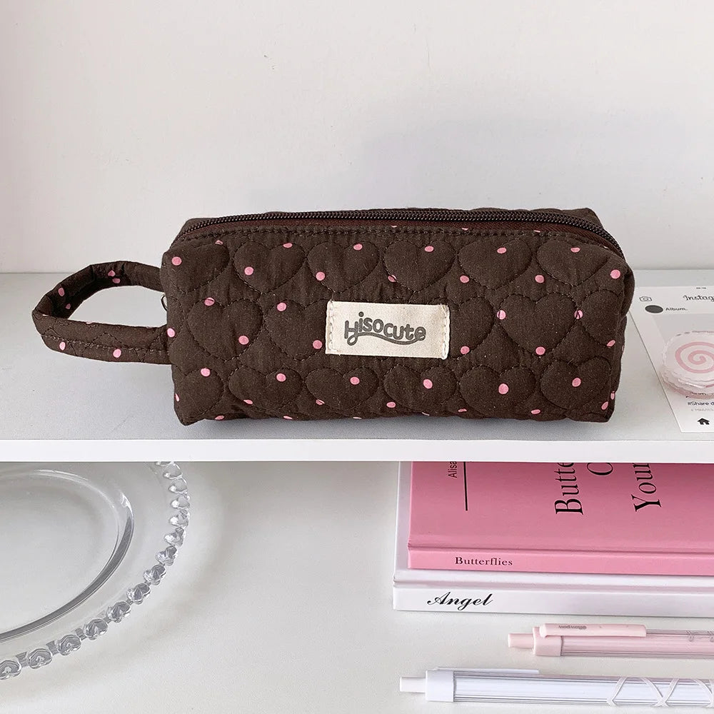 Polka Dot Cosmetic Bag – Travel Toiletry & Pencil Case Pouch Cosmetic Toiletry Bag Babs Brown