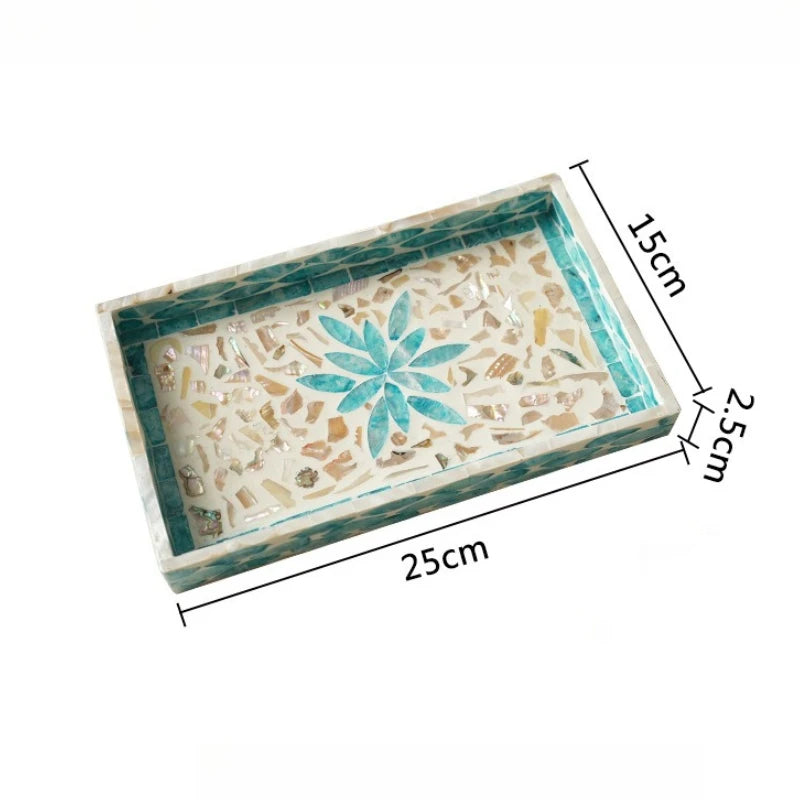 Natural Seashell Decorative Tray – Retro Square Storage Plate Decorative Storage Tray Babs