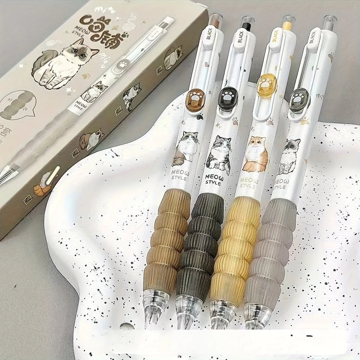 Cute Cat Paw Retractable Gel Pens – 4/8pcs Cartoon Set Novelty Gel Pens Babs