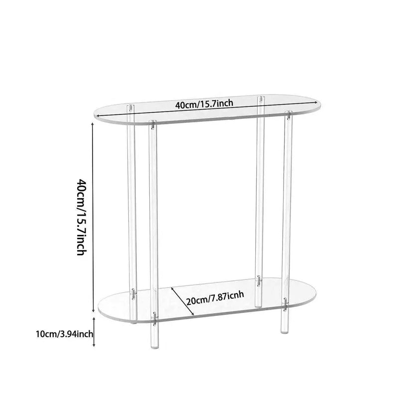 Minimalist Acrylic Side Table – Clear Modern Nightstand Acrylic Side Table Babs 2 Layer-Oval