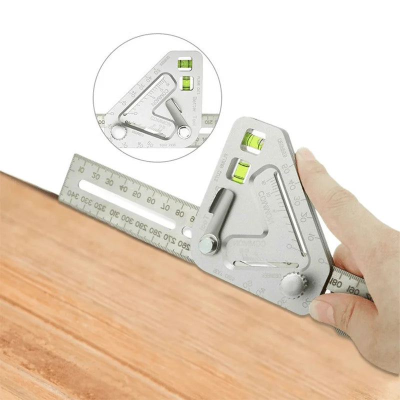Triangle Ruler Protractor & Angle Ruler with Bubble Level Carpentry Measuring Tool Babs