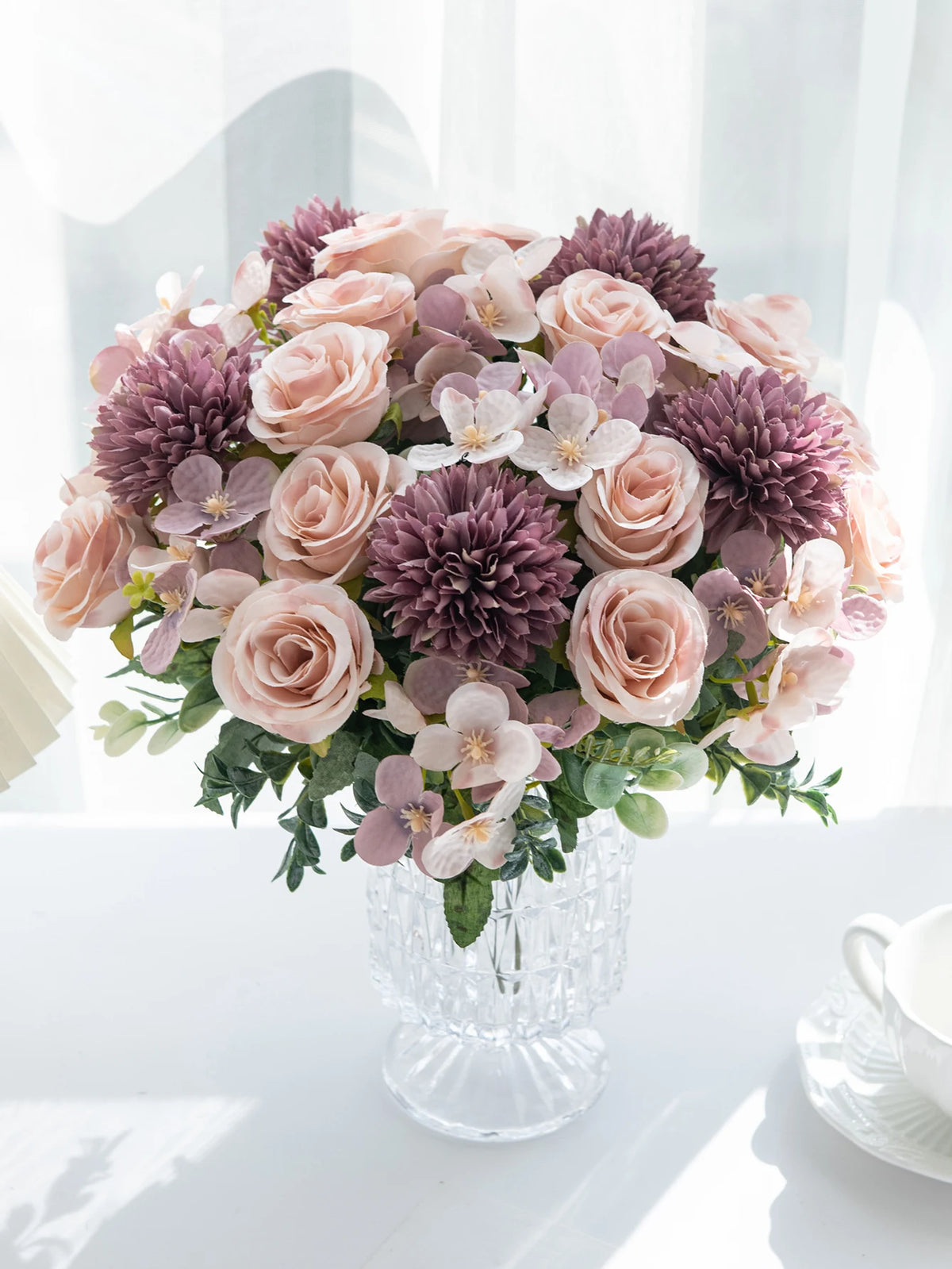 Artificial Silk Rose & Chrysanthemum Bouquet – 6 Heads Décor Artificial Flower Bouquet Babs