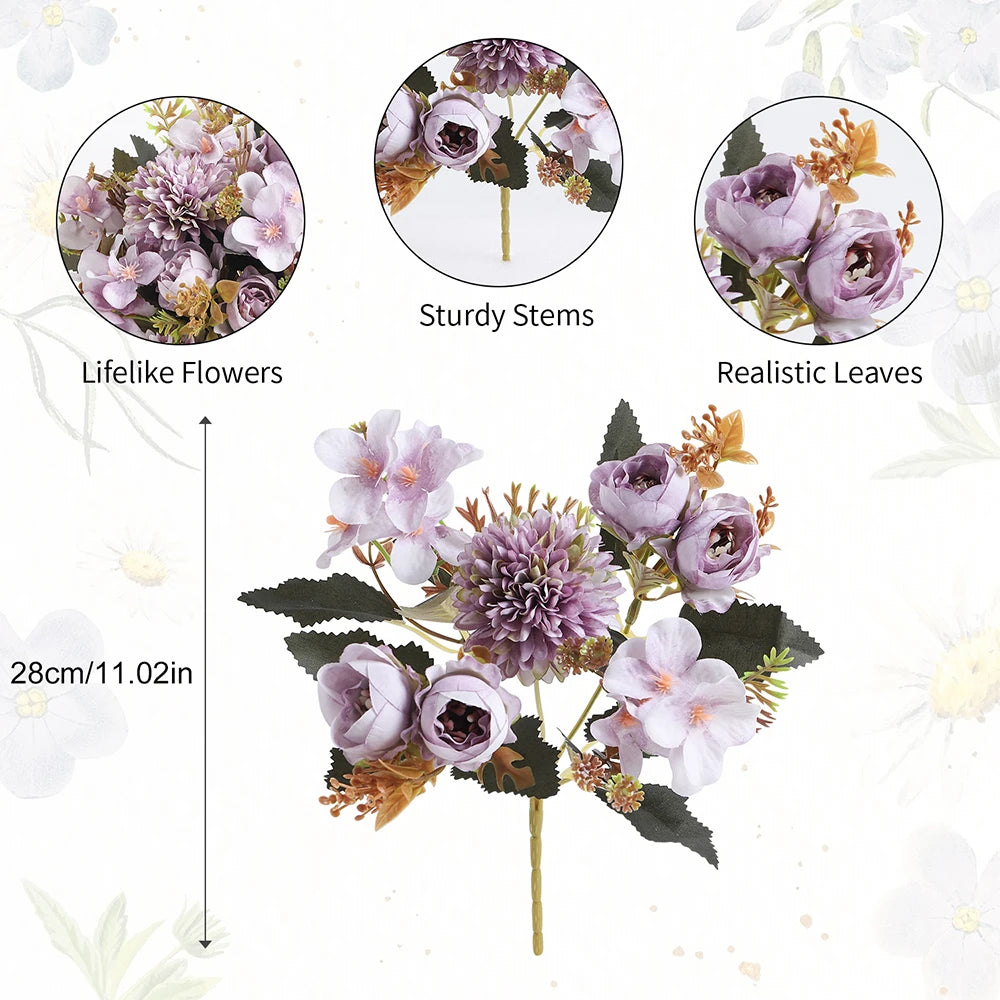 28CM Artificial Silk Peony Flower Head for Wedding & Home Décor Artificial Silk Flower Babs