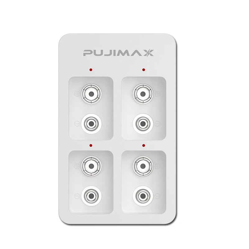 4-Slot 9V Smart Battery Charger USB – Ni-MH/Ni-Cd/Li-ion Battery Charger Babs White