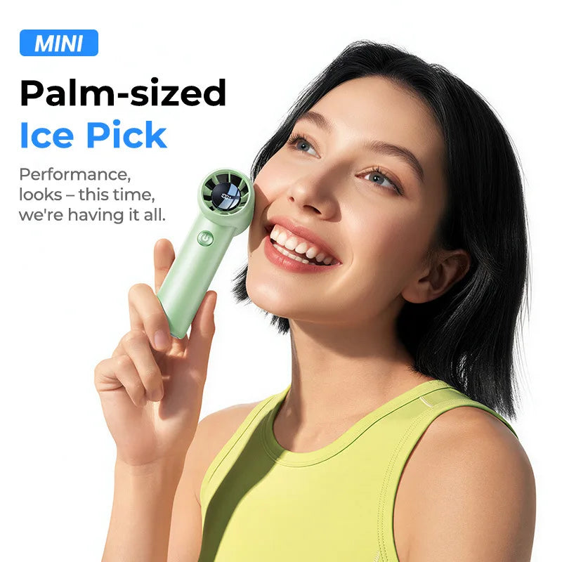USB Rechargeable Mini Turbo Fan – Brushless Motor & Digital Display Portable Handheld Fan Babs