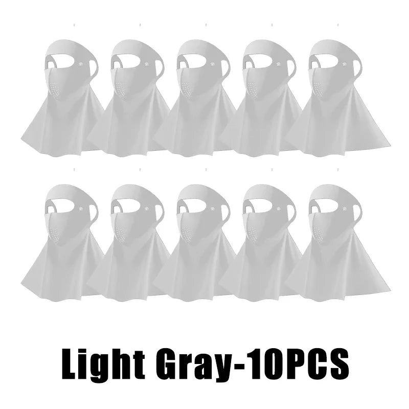 UPF50+ Ice Silk Sun Protection Mask & Neck Scarf – Anti-UV Sun Protection Mask Babs Light Grey 10PCS