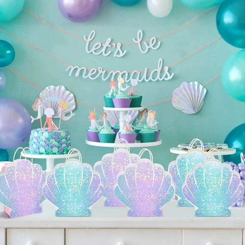 Seashell Party Tote Bags – Ocean Theme Favor Bags, Set of 6 Party Favor Bags Babs