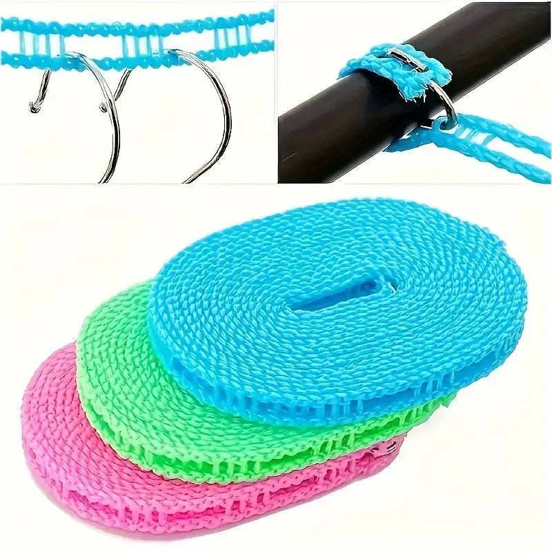 Portable Nylon Travel Clothesline – Anti-Slip & Windproof, 3m Travel Clothesline Babs