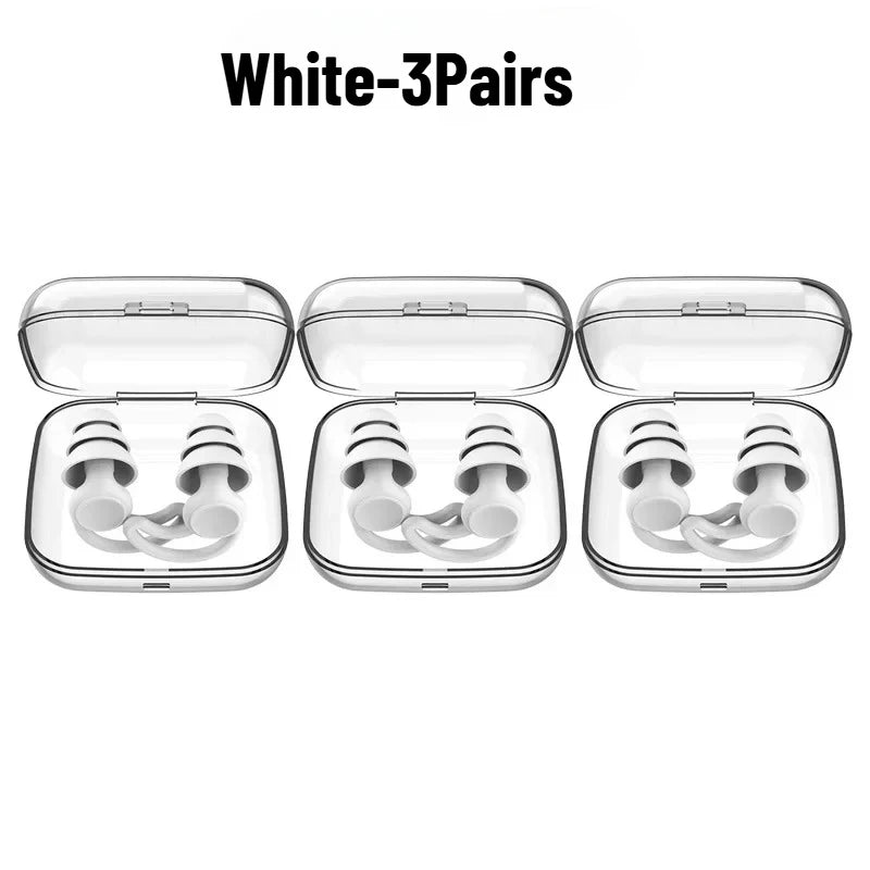 Soft Silicone Earplugs – Noise Reduction & Swimming Silicone Earplugs Babs White-3Pairs