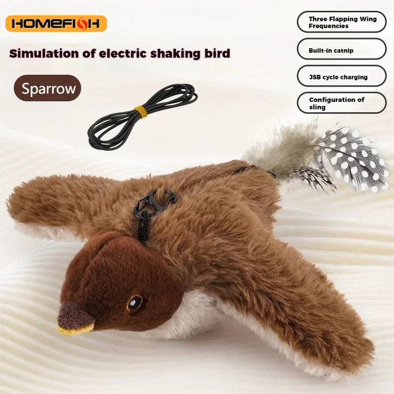 RC Electric Bird Cat Toy – Flapping Plush, Rechargeable Interactive Cat Toy Babs