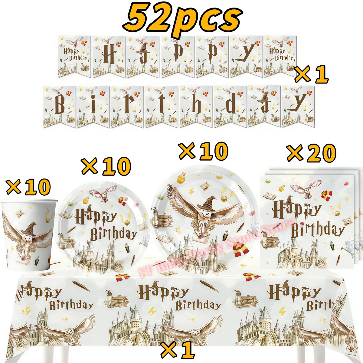 Wizard Theme Birthday Party Supplies – Plates, Cups & Balloons Party Supplies Set Babs 52pcs 1