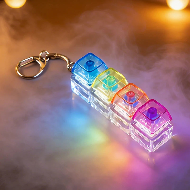 LED Light-Up Keyboard Keychain – Clickable Fidget Toy Gift Fidget Keychain Toy Babs Color2
