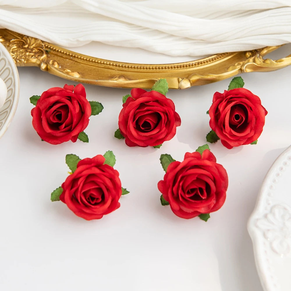 Silk Rose Heads 20/40pcs – Wedding, Wreath & DIY Decor Artificial Silk Flowers Babs Red 40 pcs