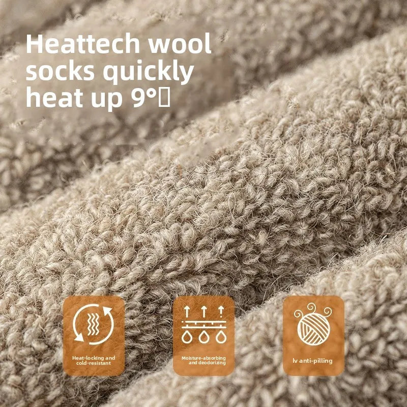 Fleece Lined Thermal Wool Socks – Thick Terry Mid-Calf, 2 Pairs Thermal Wool Socks Babs