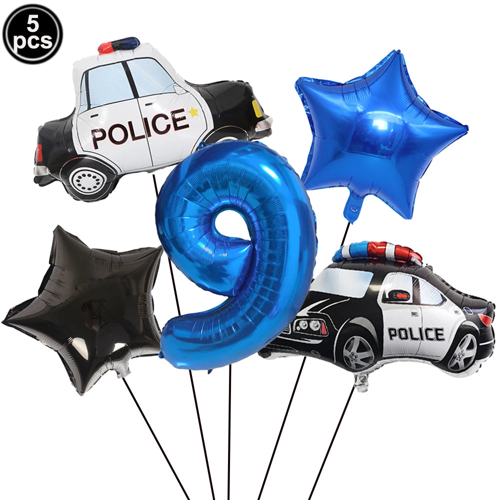 Police Theme Kids Party Supplies – Plates, Cups & Balloons Set