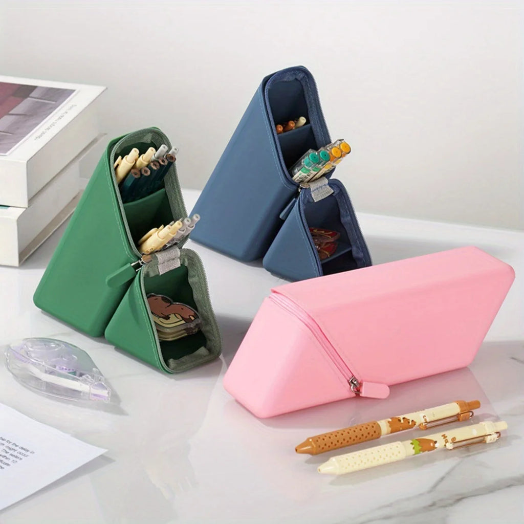Aesthetic Zipper Pencil Case with Hidden Pocket | Silicone Pencil Case Babs