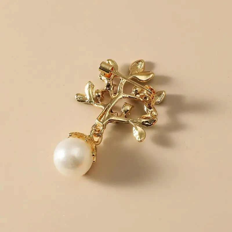 Pearl Tree Brooch – Vintage Oil Drop Rhinestone Lapel Pin Fashion Brooch Pin Babs